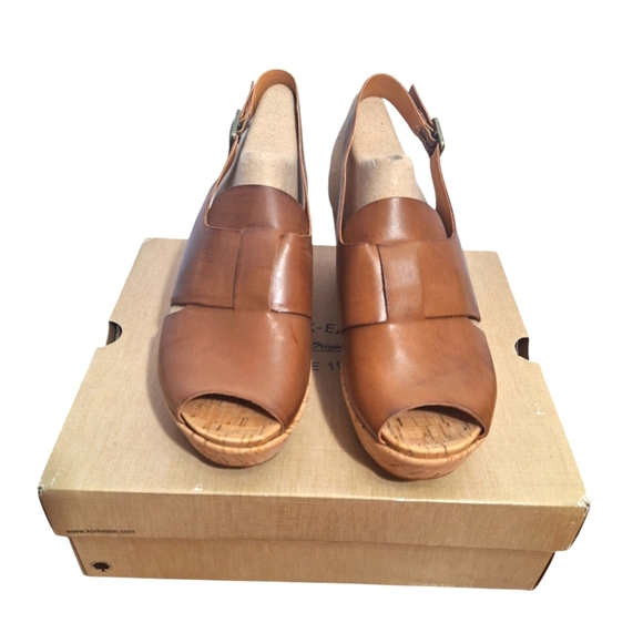 Kork-Ease Alex Boho Leather Wedge Platform Sandals Brown Comfort Slingback Sz 10 - Picture 2 of 12